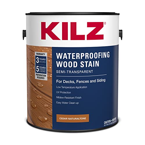 KILZ Waterproofing Wood Stain, Exterior, Semi-Transparent, Cedar, 1 Gallon