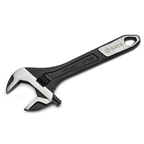 SATA 6-Inch Professional Extra-Wide Jaw Adjustable Wrench with Forged Alloy Steel Body and a Chrome Plated Finish - ST47122