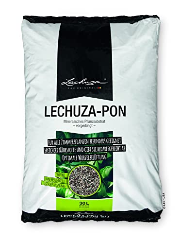 Lechuza 19565 PON Mineral Plant Substrate Potting Mix for Indoor Gardening, 30 Liter Bag, Grey