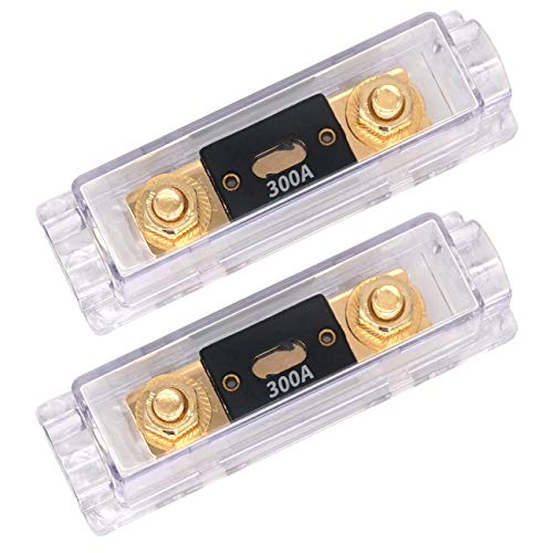 TopstrongGear Solid Brass 0/2/4 Gauge 300Amp ANL Fuse Holder with 300Amp Fuses(2 Pack) (300 Amp)