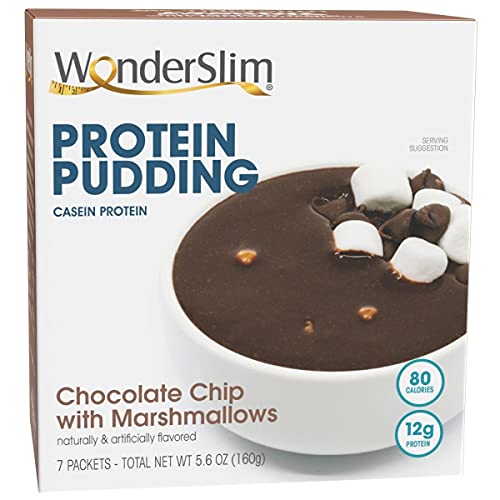 WonderSlim Protein Pudding, Chocolate Chip Marshmallows, 80 Calories, 12g Protein (7ct)