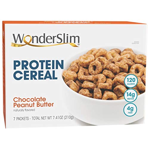 WonderSlim Protein Cereal, Chocolate Peanut Butter, 120 Calories, 14g Protein, 4g Fiber (7ct)