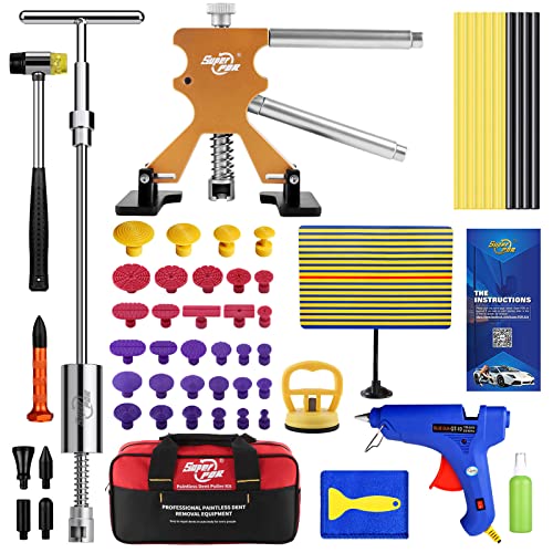 Super PDR Car Dent Repair Kit, Dent Puller Kit with Slide Hammer, 100W Glue Gun, Dent Lifter and More, Automotive Dent Removal Tools for Paintless Dent Repair, PDR Tools for Dents, Hail Damage etc.