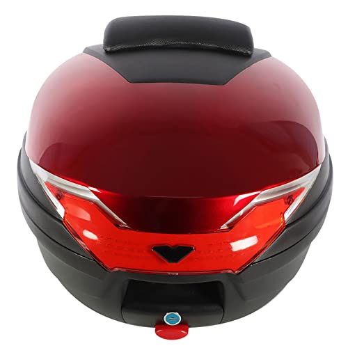 labwork Red Motorcycle Tour Tail Box Scooter Trunk Luggage Top Lock Storage Carrier Case with Soft Backrest and Quick Release System 32L Capacity Can Store One Full Helmet