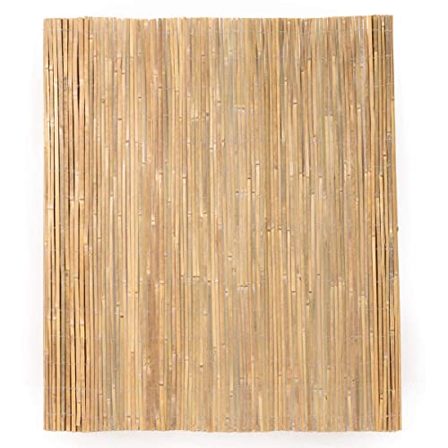 Mininfa Natural Bamboo Slat Screening, Eco-Friendly Privacy Slat Fence, Bamboo Screen Panel Roll for Balcony or as Wind and Sight Protection (1.2m x 4m)