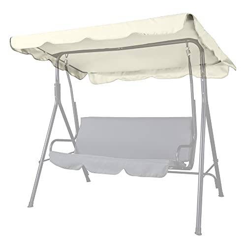 Yescom 72 13/16" L x 53 9/16" W Outdoor Swing Canopy Replacement UV30+ 180gsm Top Cover for Park Seat Patio Yard Ivory