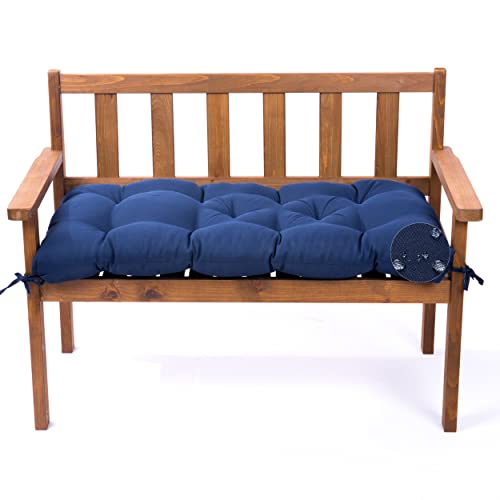 Indoor Outdoor Bench Cushion, Waterproof Swing Cushion Bench Seat Cushion, Swing Chair Replacement Seat Pads Cushion Pillow for Lounger Garden Furniture Patio Metal Wooden Bench (47x20IN, Blue)