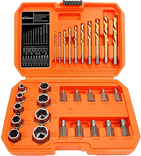 29PCS Screw&Bolt Extractor Set and Left Drill Bit Kit, Easy Out Broken Lug Nut Extraction Socket Set for Damaged, Frozen,Studs,Rusted, Rounded-Off Bolts, Nuts & Screws