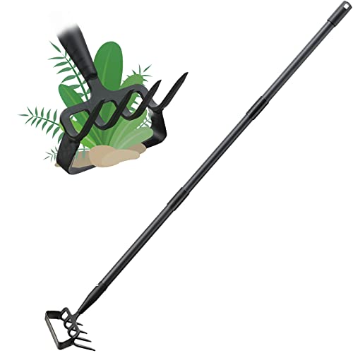 Stirrup Hoe and Cultivator Garden Tool Heavy Duty, Scuffle Loop Hula Action Hoe Weeding Gardening Hand Tools for Women Kids Men, Metal Weeder Scraper Garden Hoe Rake Weed Puller Long Handle 32-60 inch