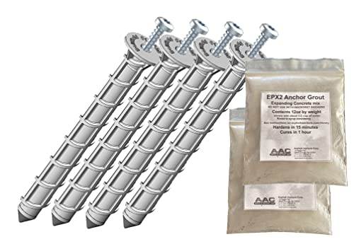 BoltHold - amAK-4 Asphalt Anchor & Grout Kit - Four 1500 lbs. am625 Chemical Anchors (5/8" x 6") with EPX2 Anchoring Cement - for Installation of Sheds, Carports, Bike Racks, & More