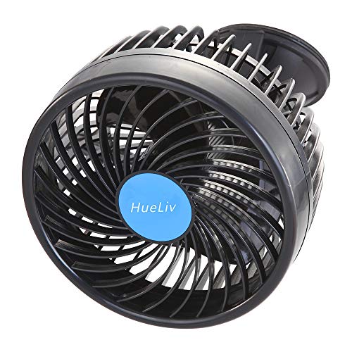 HueLiv Car Fan 12V, 6" Electric Car Cooling Fan with 360 Degree Adjustable Head That Plugs into Cigarette Lighter/Low Noise Automobile Vehicle Fan for Car Truck Van SUV RV Boat