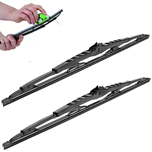 32 Inch Wiper Blade Pair for RV or Motorhome with 1PCS Rubber Regroove Tool Trimmer Restorer large 12mm J Hook