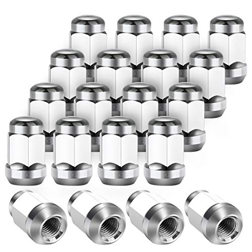 Chrome Lug Nuts - 12x1.5 Closed End Bulge Acorn Lug Nuts - Cone Seat - 19mm Hex Wheel Lug Nuts Compatible for 2009-2019 Ford Escape, 2012-2019 Ford Focus, 2009-2019 Ford Fusion, Pack of 20 Pcs