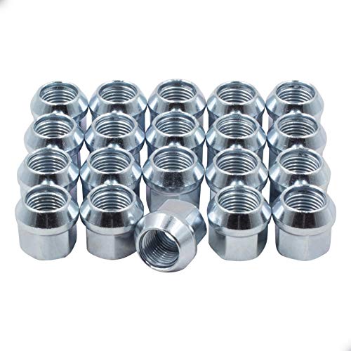 Wheel Accessories Parts Set of 20 Zinc Finish 12x1.50 Open-End Cone Seat Bulge Acorn Lug Nuts, 12x1.50 Thread, 19mm (3/4") Hex, 0.84" (22mm) Height (20, Chrome)