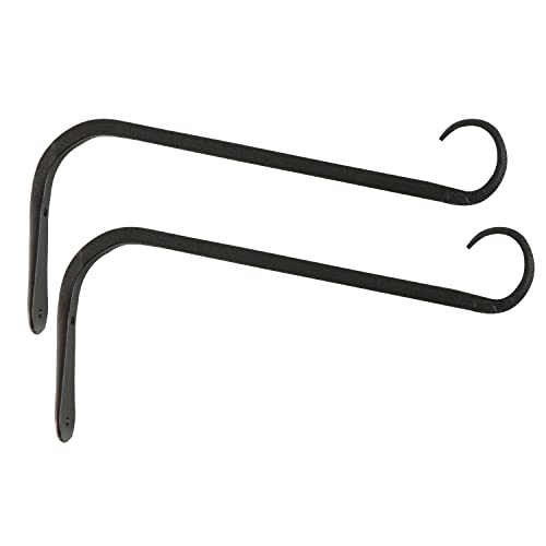 Hanging Plant Bracket, 11 Inches Wrought Iron Wall Hooks Decorative Plant Hanger for Planters, Lanterns, Flower Baskets, Wind Chimes, Bird Feeders, 2 Pack, Black