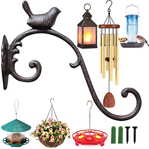 WOOYAN Wrought Iron Plant Hangers 10" Deep Hanging Plant Hook Outdoor/Indoor Plant Hanger Bracket Holder for Hanging Basket Plant Bird Feeder Latern Wind Chimes