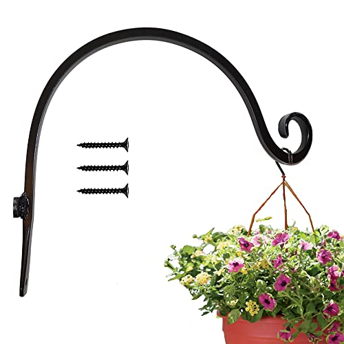 UpBlend Outdoors Exceptionally Solid, Plant Hanger Bracket, Wrought Iron Plant Hangers Outdoor Heavy Duty, Hanging Basket Bracket, Bird Feeder Hooks and Hangers, 14x11 Inch