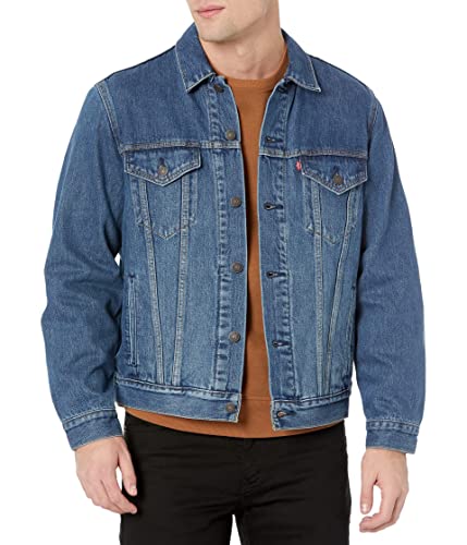 Levi's Men's Vintage Relaxed Lined Jacket, My Starship Trucker-Medium Indigo Worn in, Large