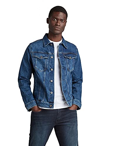 G-Star Raw Men's 3301 Slim Fit Jean Denim Trucker Jacket, Faded Stone, S