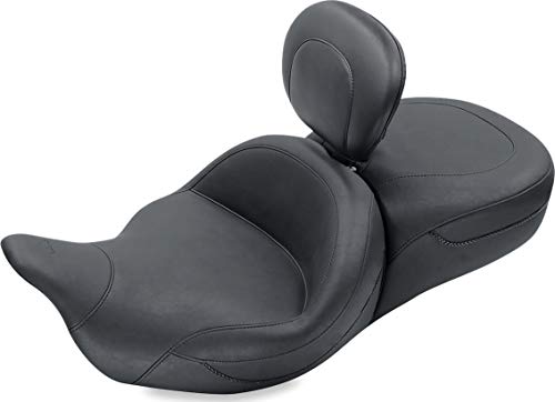 Mustang Motorcycle Seats 79556 Super Touring One-Piece Seat with Driver Backrest for Harley-Davidson Electra Glide Standard, Road Glide, Road King & Street Glide 2008-'21, Original, Black, Extended Reach