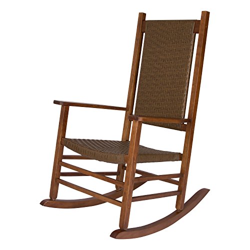 Shine Company 4335OA Hampton Front Porch Rocker | Solid Wood High Back Rocking Chair for Indoor/Outdoor  Oak