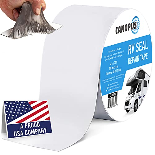 CANOPUS RV Sealant Tape, White, 4 Inch x 20 Feet, Roof Patch Repair Tape, Waterproof Leak Tape for RV punctures, Boat Sealing, Camper, Awning, Canopy, Tents, Tarpaulin and Greenhouse