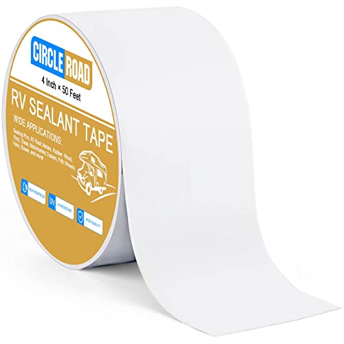 RV Roof Tape White, 4 Inch X 50 Feet RV Repair Sealant Tape, Stop Camper Roof Leaks, UV-Resistant, Weatherproof and Durable for Camper, Trailer, Boat(4In-50FT)
