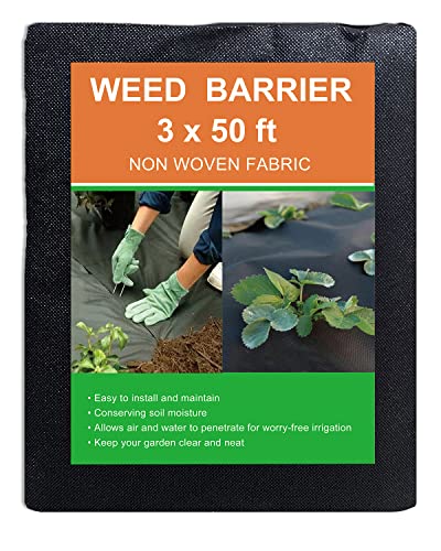 3FT x 50 FT Premium Garden Non Woven Weed Barrier Landscape Fabric Heavy Duty Weed Block Control Garden Cover