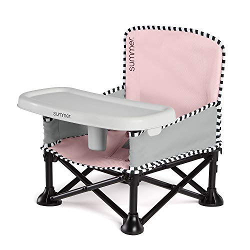 Summer Infant Pop n Sit SE Booster Chair, Sweet Life Edition, Booster Seat for Indoor/Outdoor Use  Fast, Easy and Compact Fold, Bubble Gum Color