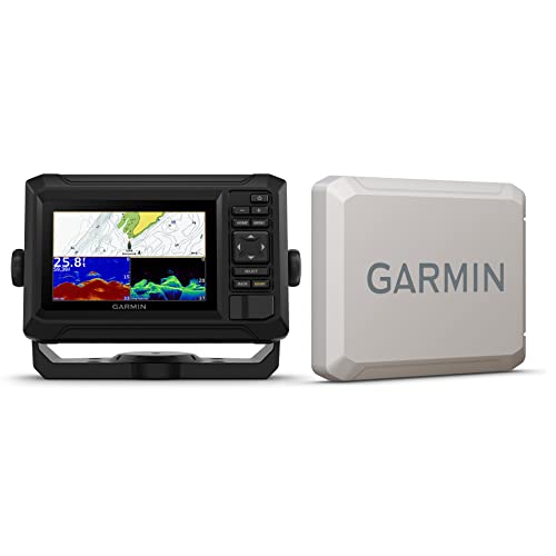 GPS City Garmin ECHOMAP 54cv UHD2 Keyed Chartplotter with 5 inch Display, US BlueChart g3, GT20-TM Transducer and Cover Bundle (010-02591-01), Black