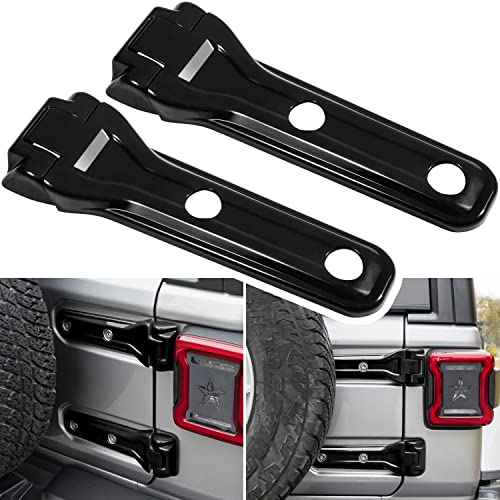 Rear Door Tailgate Hinge Cover Trim Exterior Accessories Decoration for 2018-2022 Jeep Wangler JL JLU Unlimited Sports Freedom Sahara Rubicon 2-Door & 4-Door Spare Tire Bracket Cover (Black 2PCS)