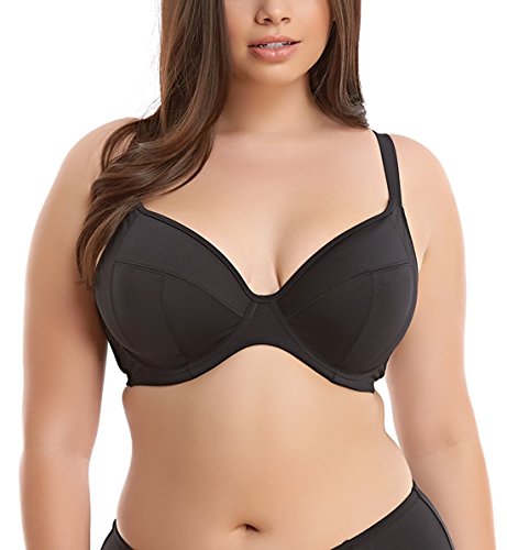 Elomi Essentials Underwire Plunge Swim Bra (ES7504),40G,Black