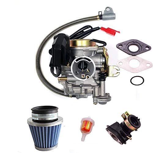 mycheng 50cc Carburetor 4 Stroke GY6 High Performance 139QMB Carburetor for Gy6 50cc 49cc Scooter Moped PD18J Carb Engine with Air Fuel Filter Intake Manifold