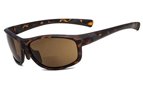 Eyekepper Sports Bifocal Sunglasses Outdoor Readers TR90 Unbreakable Matte Black-Blue Frame Brown Lens +1.75