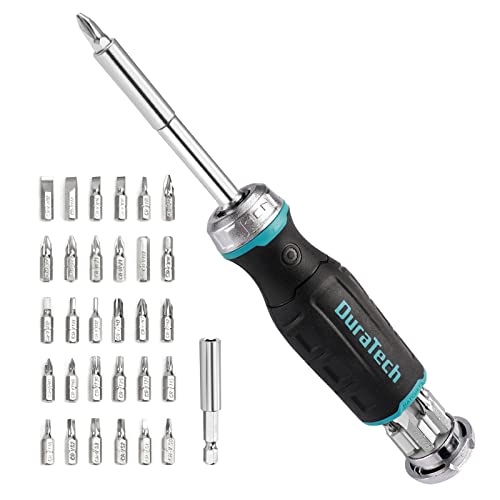 DURATECH Multi-bit Ratcheting Screwdriver, 38-Piece Magnetic Screw Drivers with Bits Storage Handle, Slotted/Philips/Pozi/Torx/Hex/Square