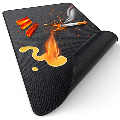 Wasmicro 70"39" Under Grill Mat for Outdoor | Fire Pit Mat Collapsible | BBQ Fireproof Grill Pad | Lawns, Decks, Patios, Fireplace Protective Mats | Waterproof, Oil-Proof, Washable [Extra Large]