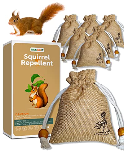SEEKBIT Squirrel Repellent to Keep Squirrel Chipmunk Away from RV Attic Engines, Peppermint Oil Squirrel Deterrent Rodent Mice Mouse Repellent Pouches Indoor Home Closets Garage Trucks Car Use