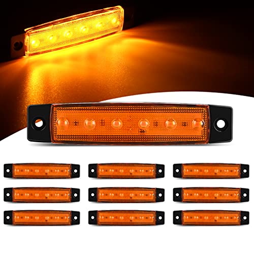 Nilight TL-14 10PCS 3.8 6 Amber Indicator Rear Side Truck Trailer RV Cab Boat Bus Lorry LED Marker Clearance Light, 2 Years Warranty