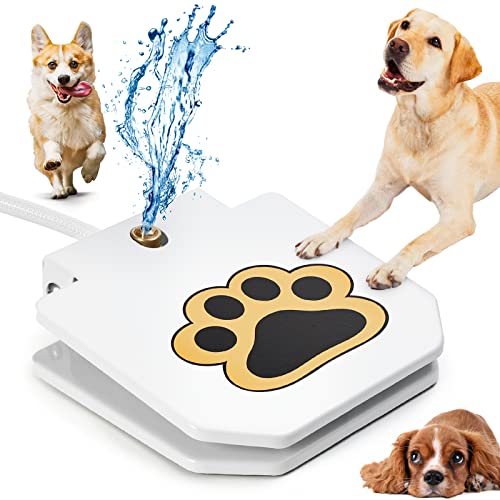 Outdoor Dog Water Fountain Step On, Dog Sprinkler Paw Activated Drinking, Dog Water Fountain with Hose, Easy to Use Pet Drinking Dispenser, Outdoor Fresh Cool Water for Dogs