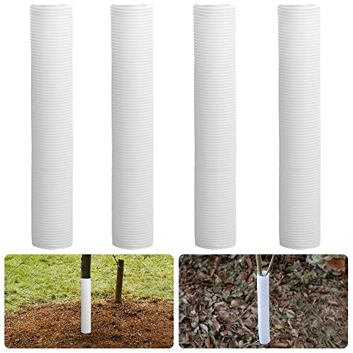 4pcs Corrugated Tree Guards,Diameter 1.96" PP Tree Trunk Protectors,Tree Bark Protector Tube Wraps to Protect Saplings Plants from Deer Rabbit Cats Rodents Mowers (4pcs)