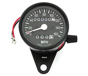 Motorcycle Mini Speedometer w/Trip Meter - 2240:60 - Black - MPH