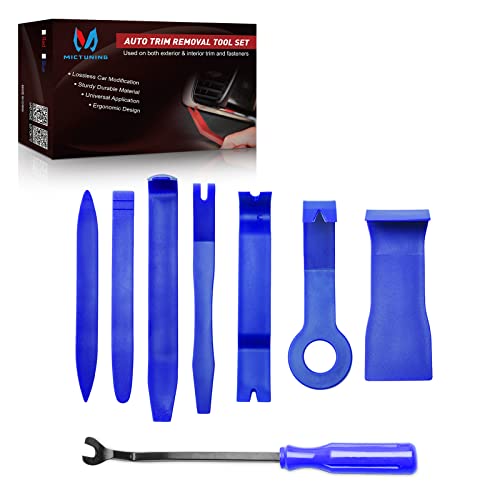 MICTUNING 8PCS Auto Trim Removal Tool Set for Car Audio Dash Door Panel Window Molding Fastener Remover Tool Kit (Blue)