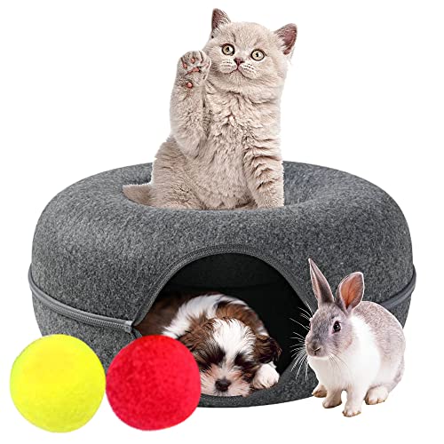 Peekaboo 24inches Cat Cave with Tunnel Bed Accessory - Cozy Cat Tent and House for Indoor, Cat Supplies, Sweater, and Toys | Perfect Cat Accessories & Gifts!