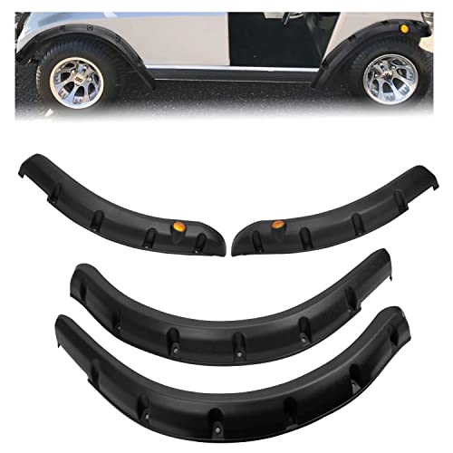 NOKINS Golf Cart Front Rear Fender Flares for Club Car DS 1993-UP Gas/Electric Carts Block The Splashing Sludge. Rigid Molded Plastic with Stainless Steel Screws (Set of 4pcs)