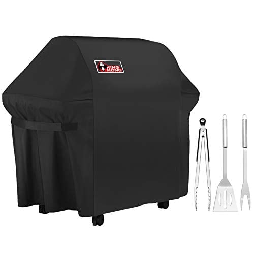 Kingkong 7107 Waterproof BBQ Cover for Weber Genesis E and S Series Gas Grill Including Stainless Steel Meat Fork, Spatula and Tongs, Genesis E/S-60