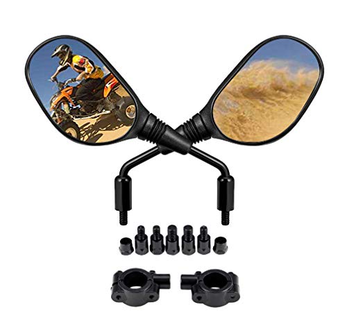 Motobiker ATV and Motorcycle Rear View Mirrors -360 Degrees Ball-Type Adjustment-with 8mm 10mm Threaded Bolt , 7/8" Handle Bar Mount Clamp for Polaris, Honda,Yamaha, Kawasaki, Suzuki, Snowmobile