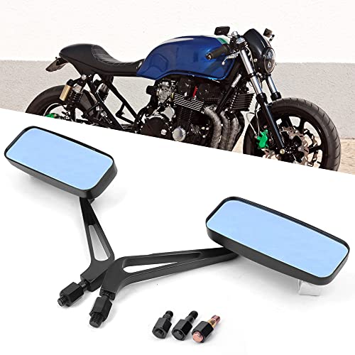 DREAMIZER Rectangle Motorcycle Mirrors Black - Universal8MM 10MM Rearview Mirror Aluminum CNC Compatible with Honda Yamaha Suzuki Ruckus Grom Shadow Vstar650