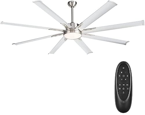 72 Inch Industrial DC Motor Ceiling Fan with LED Light, ETL Listed Damp Rated Indoor or Covered Outdoor Ceiling Fans for Living Room Basement Sunroom Porch Patio, 6-Speed Remote Control