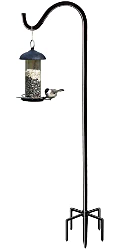 Fandature 60 Inch Tall Outdoor Shepherds Hook with 5 Prong Base, Adjustable Bird Feeder Pole Hanger for Hanging Outside Birdfeeders, Plant Baskets, Lanterns, Wedding Decor