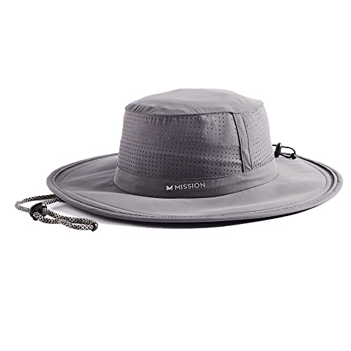 MISSION Cooling Boonie Hat - Wide Brim, Adjustable Men and Womens Sun Hat - Charcoal